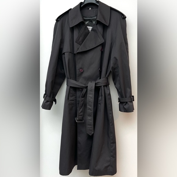 TIP TOP TAILORS | Vintage Charcoal Gray Oversized Fashionable Trench Coat - Picture 3 of 16